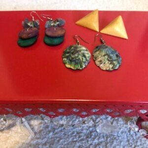 3 Pairs of Vintage Fashion Pierced Earrings
